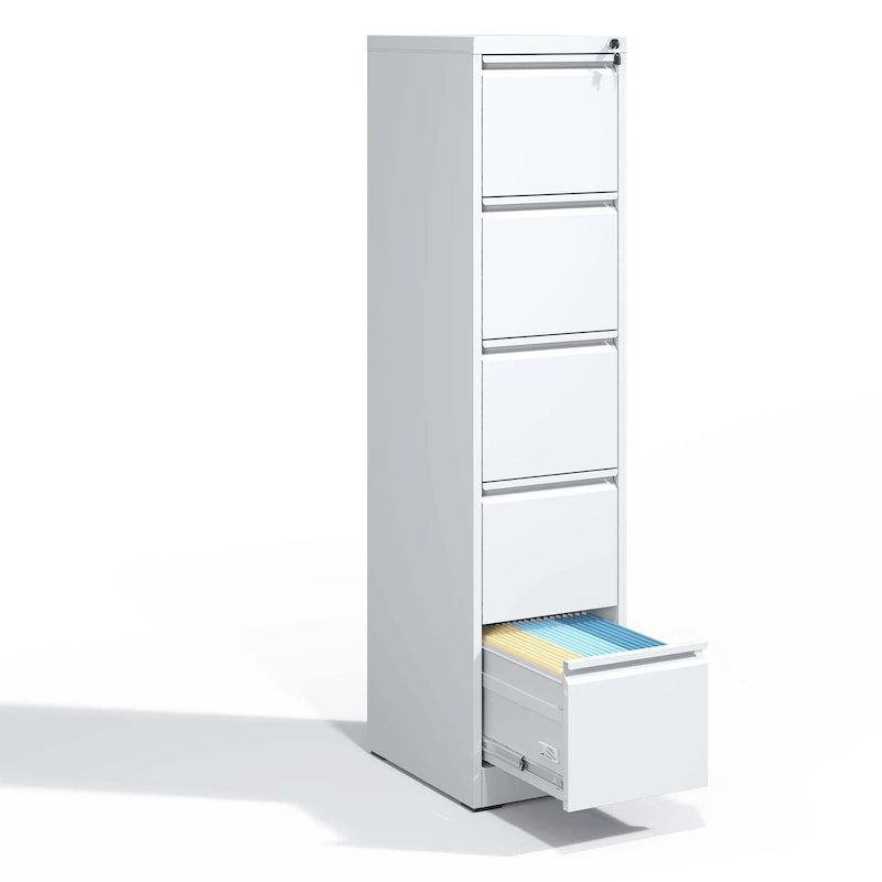 Archivador vertical metálico de 5 cajones con cerradura, archivador vertical de acero para oficina en casa para tamaño A4/legal/carta
