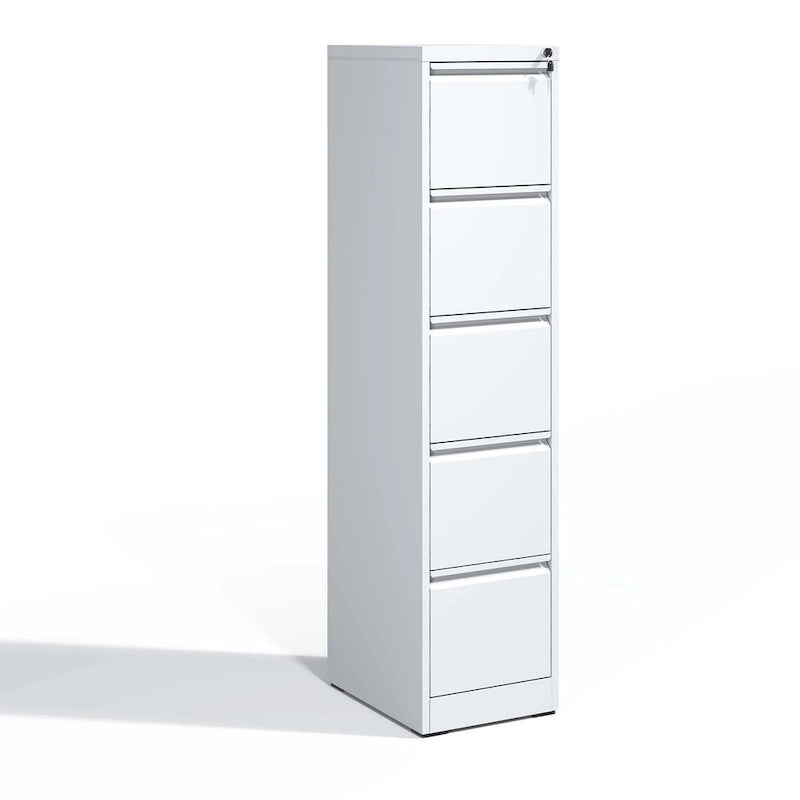 Archivador vertical metálico de 5 cajones con cerradura, archivador vertical de acero para oficina en casa para tamaño A4/legal/carta