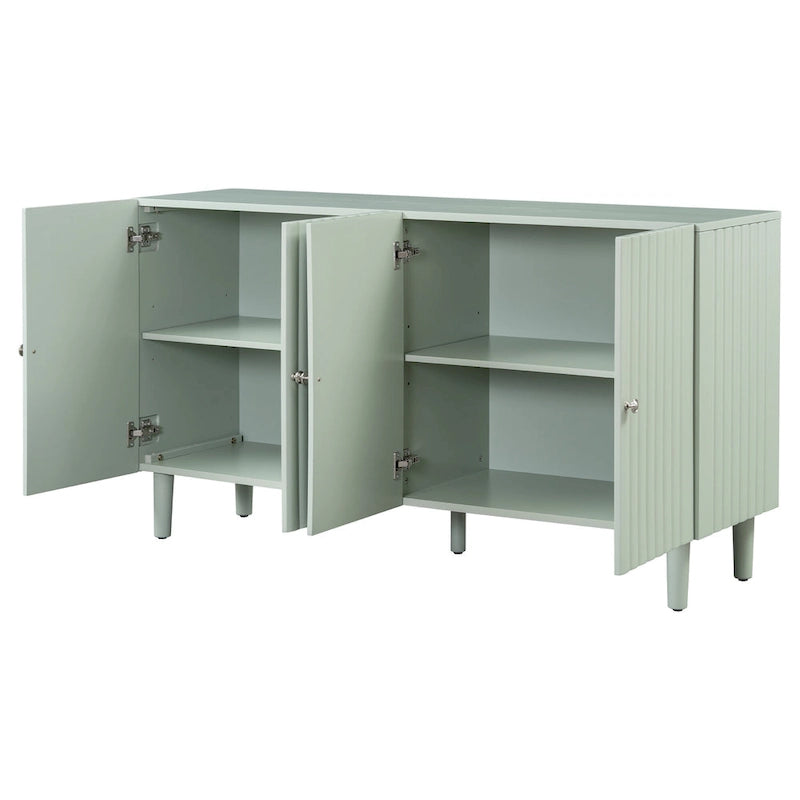 Aparador elegante de cuatro puertas con patrón de ondas