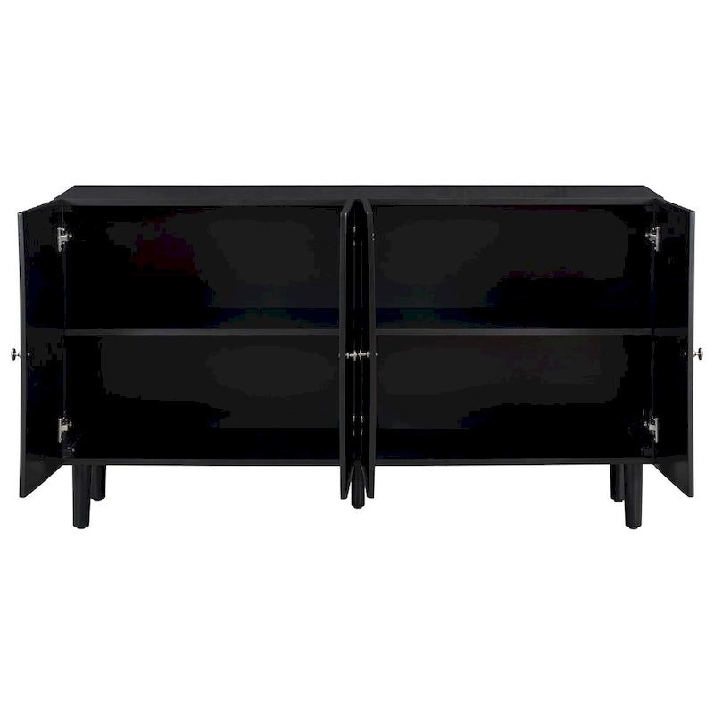 Aparador elegante de cuatro puertas con patrón de ondas