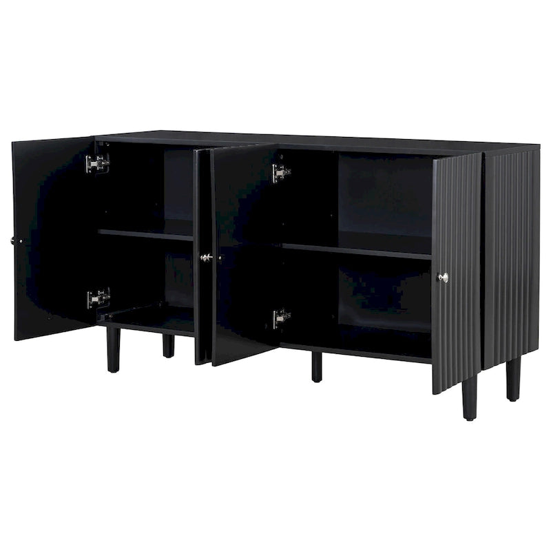 Aparador elegante de cuatro puertas con patrón de ondas