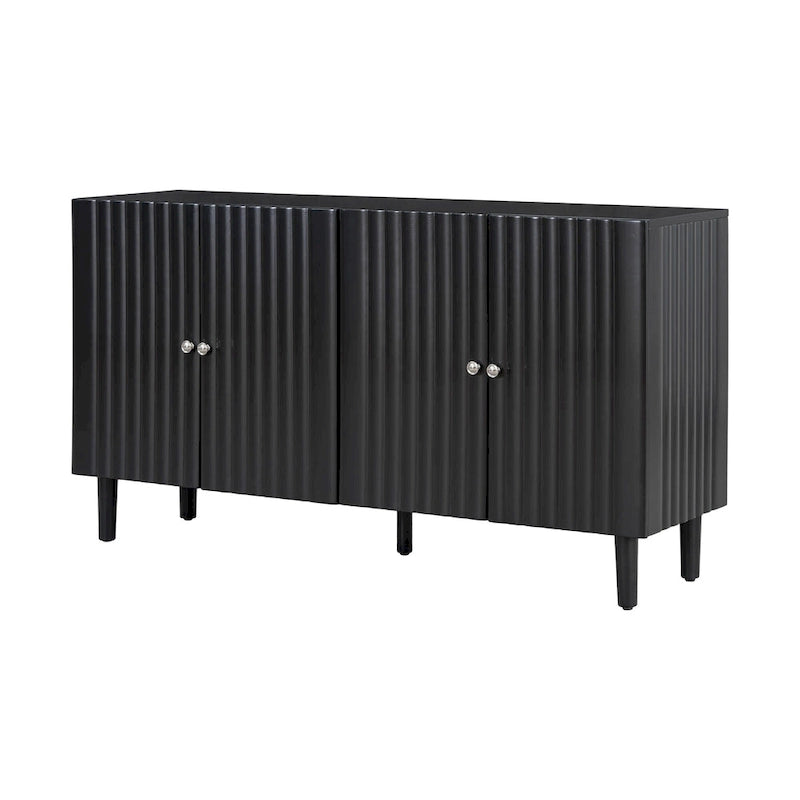 Aparador elegante de cuatro puertas con patrón de ondas