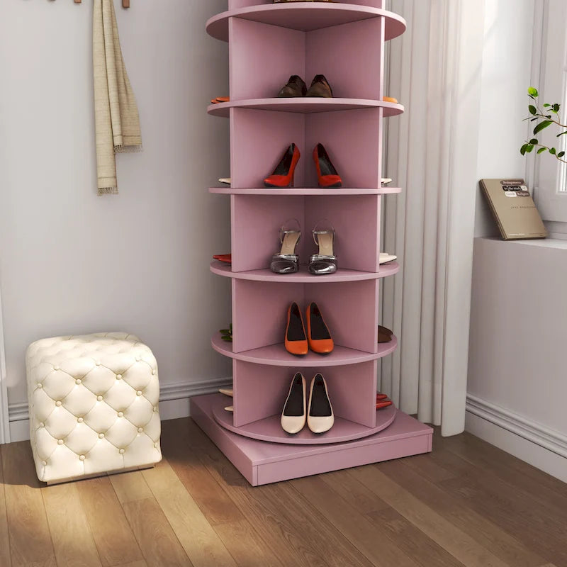 Zapatero giratorio rosa 360 de 6 capas