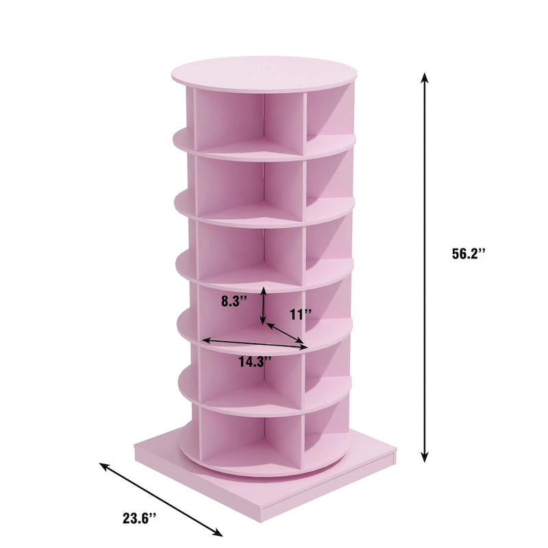 Zapatero giratorio rosa 360 de 6 capas