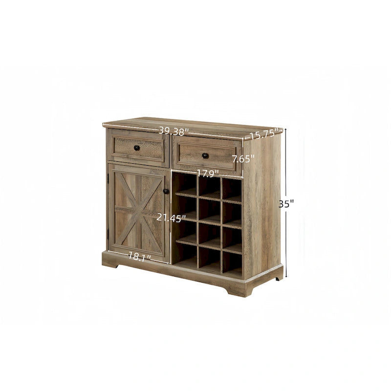 Mueble aparador tipo bufé con almacenaje, aparador para bar de vinos con botelleros extraíbles, mueble para café con estante ajustable