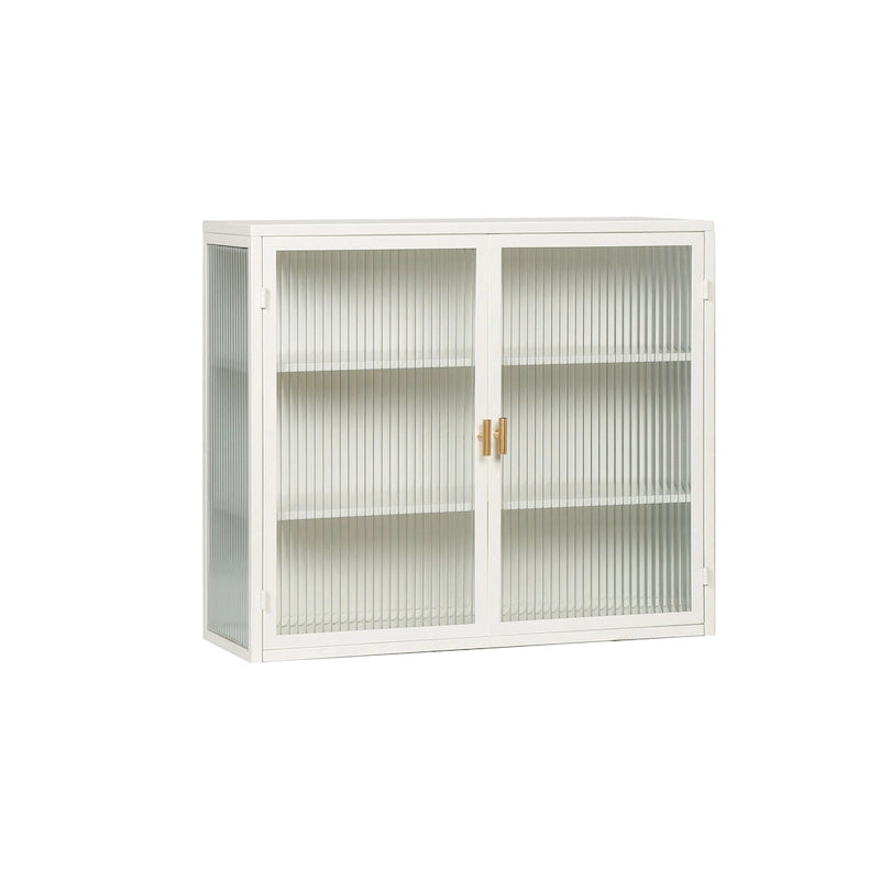 Mueble de pared moderno con puertas de vidrio y estantes de almacenamiento