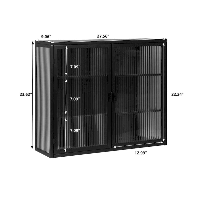 Mueble de pared moderno con puertas de vidrio y estantes de almacenamiento