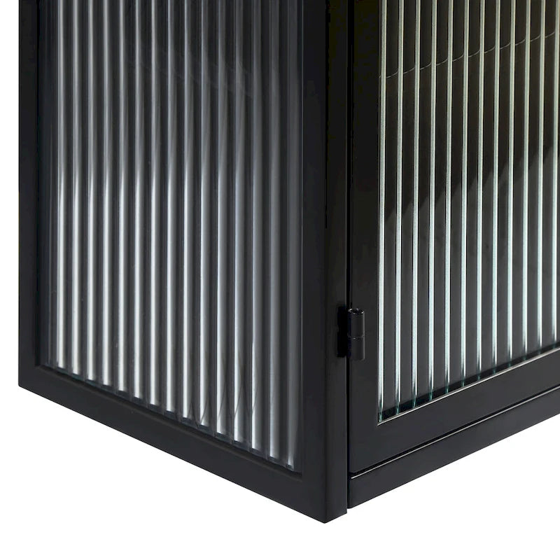 Mueble de pared moderno con puertas de vidrio y estantes de almacenamiento