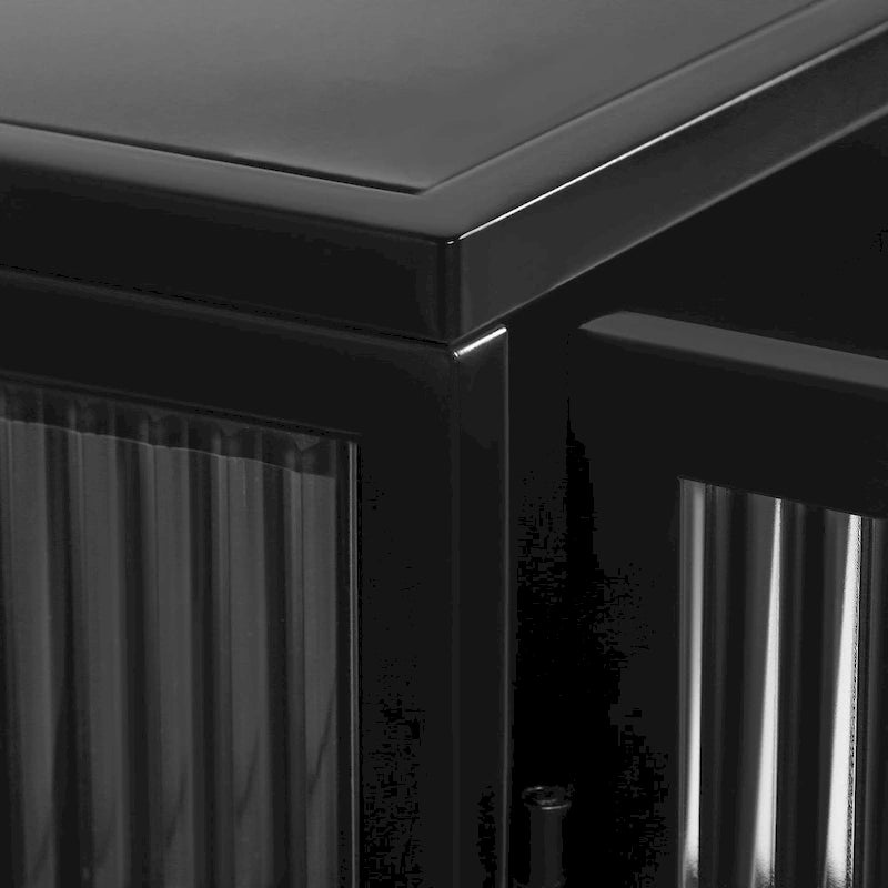 Mueble de pared moderno con puertas de vidrio y estantes de almacenamiento