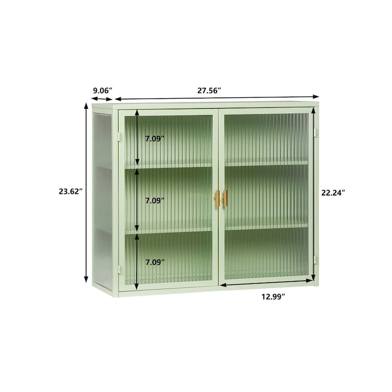 Mueble de pared moderno con puertas de vidrio y estantes de almacenamiento