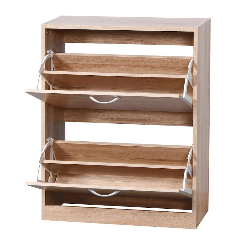 Zapatero de Madera para Entrada, Armario de Almacenamiento de Zapatos Blanco con 2 Puertas Abatibles