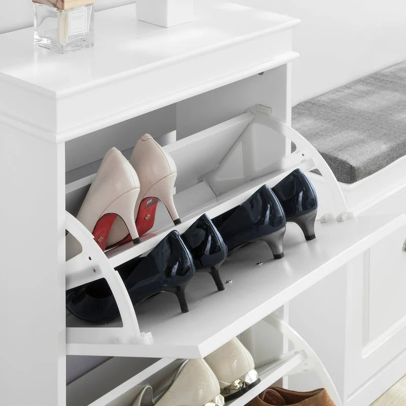 Zapatero organizador blanco con 2 cajones y estante