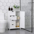 Armario de almacenamiento de baño blanco, armario de suelo con estante ajustable y cajones