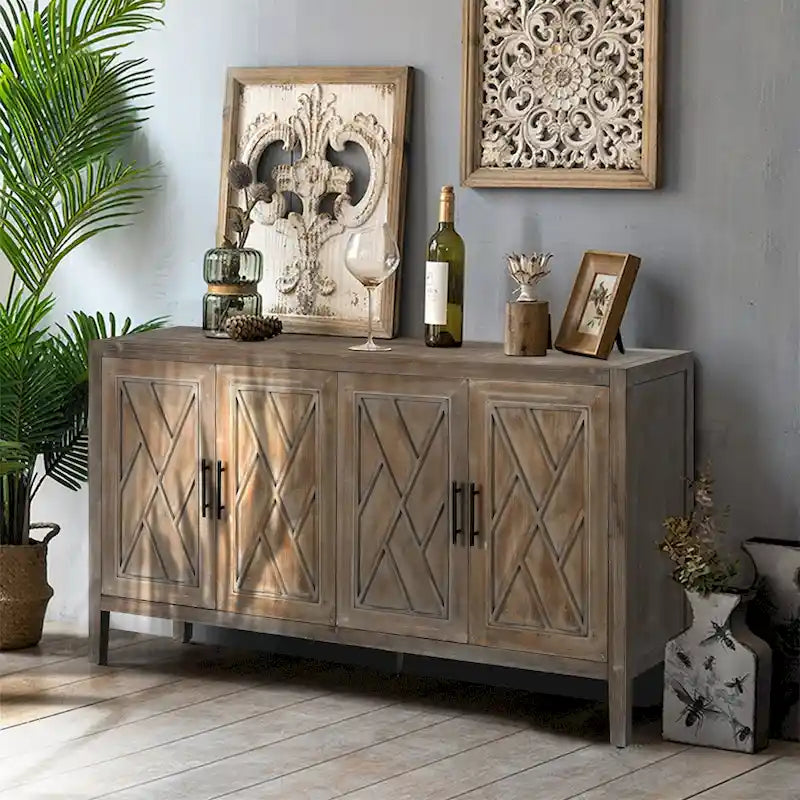 Aparador de madera de 4 puertas - N/A