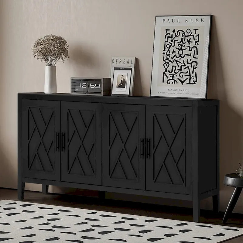 Aparador de madera de 4 puertas - N/A