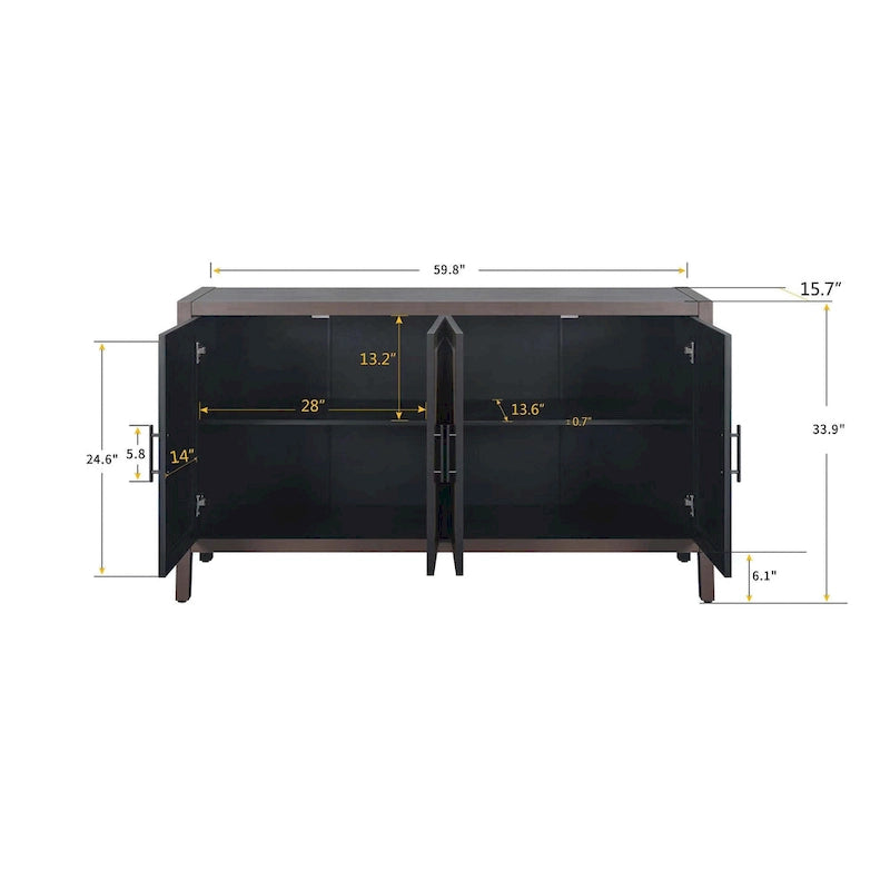 Aparador de madera de 4 puertas - N/A