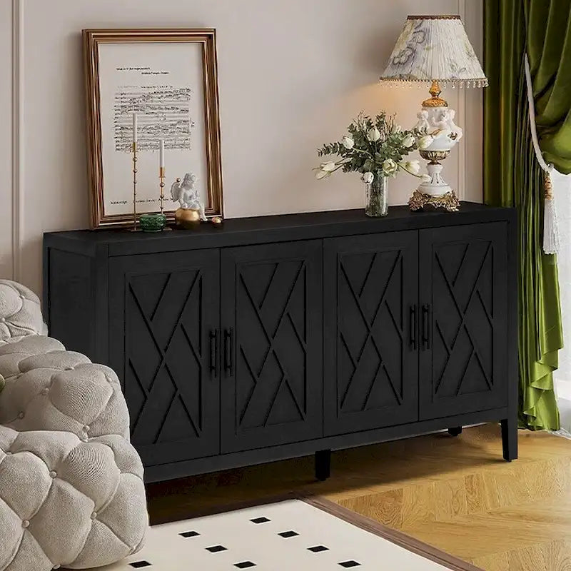 Aparador de madera de 4 puertas - N/A