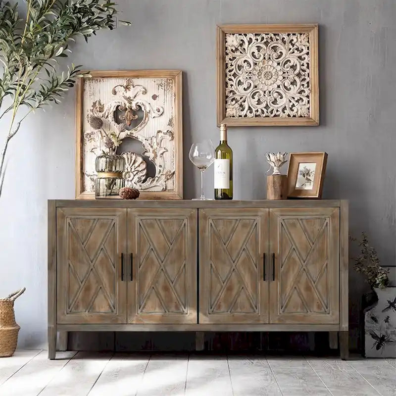 Aparador de madera de 4 puertas - N/A