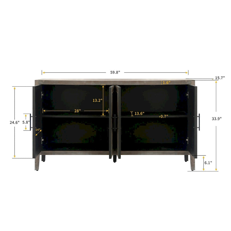 Aparador de madera de 4 puertas - N/A