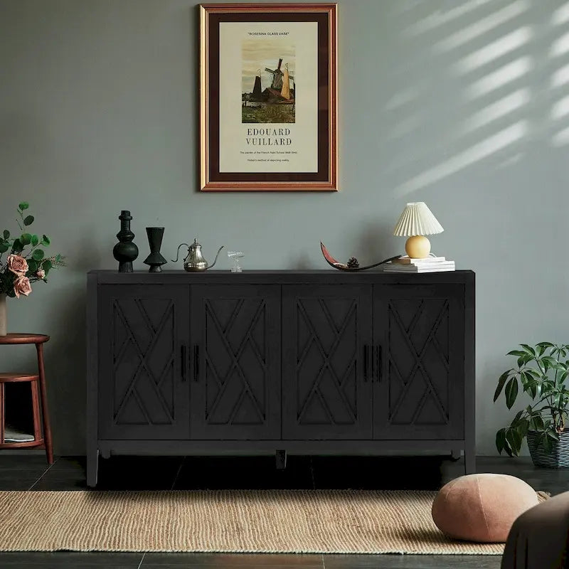 Aparador de madera de 4 puertas - N/A