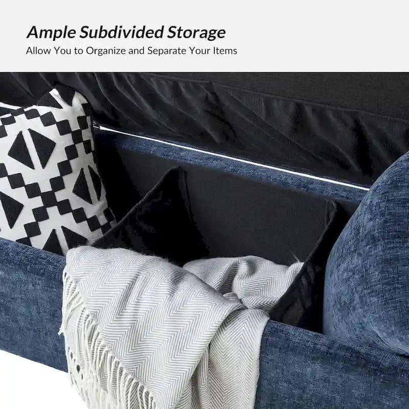 Banco de almacenamiento tapizado con tapa abatible, dos almohadas y apoyabrazos