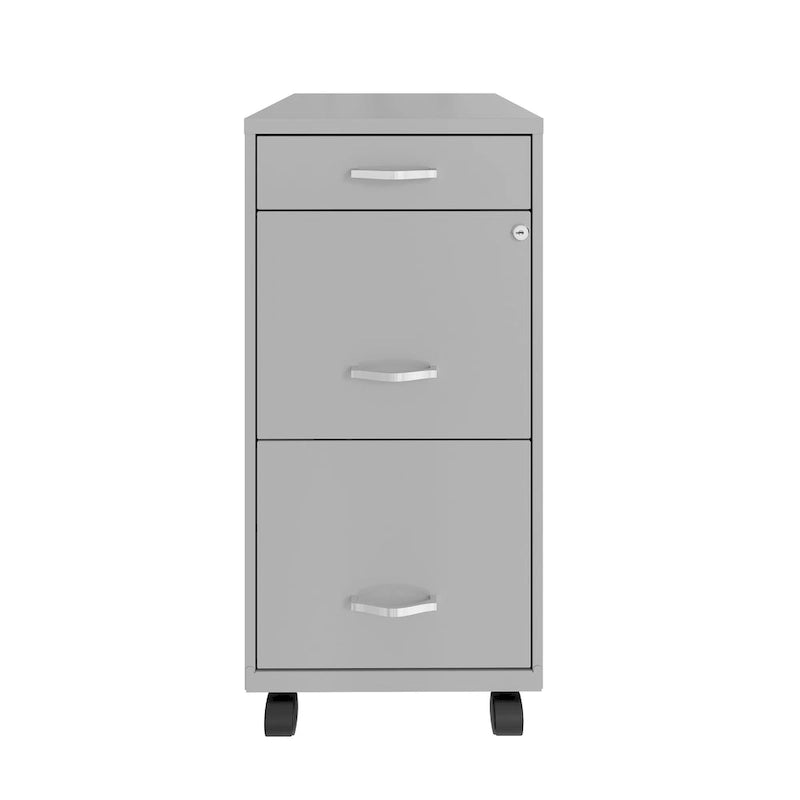 Archivador metálico de 3 cajones y 18 pulgadas de profundidad en color Plata Ártico