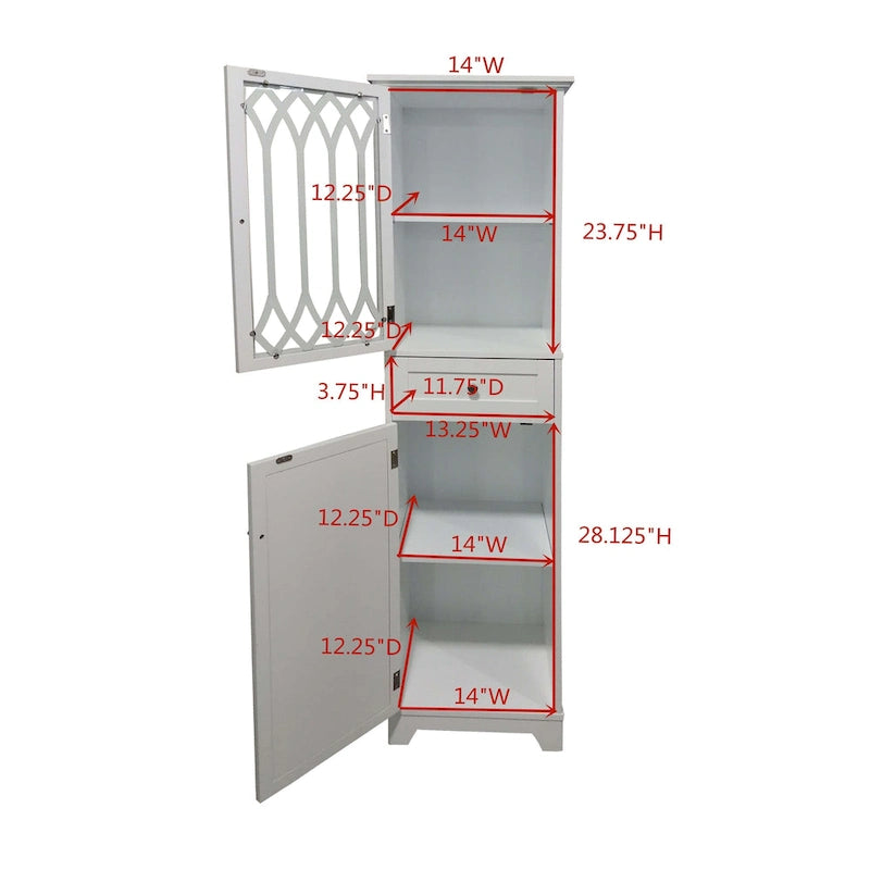 Mueble Alto de Almacenamiento para Baño - Torre de Lino, Blanco