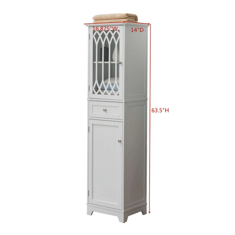 Mueble Alto de Almacenamiento para Baño - Torre de Lino, Blanco