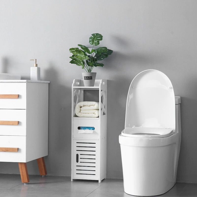 Organizador de almacenamiento lateral de pie, mueble de baño de 3 niveles