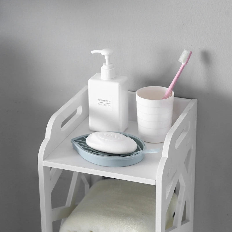 Organizador de almacenamiento lateral de pie, mueble de baño de 3 niveles