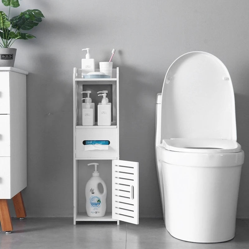 Organizador de almacenamiento lateral de pie, mueble de baño de 3 niveles