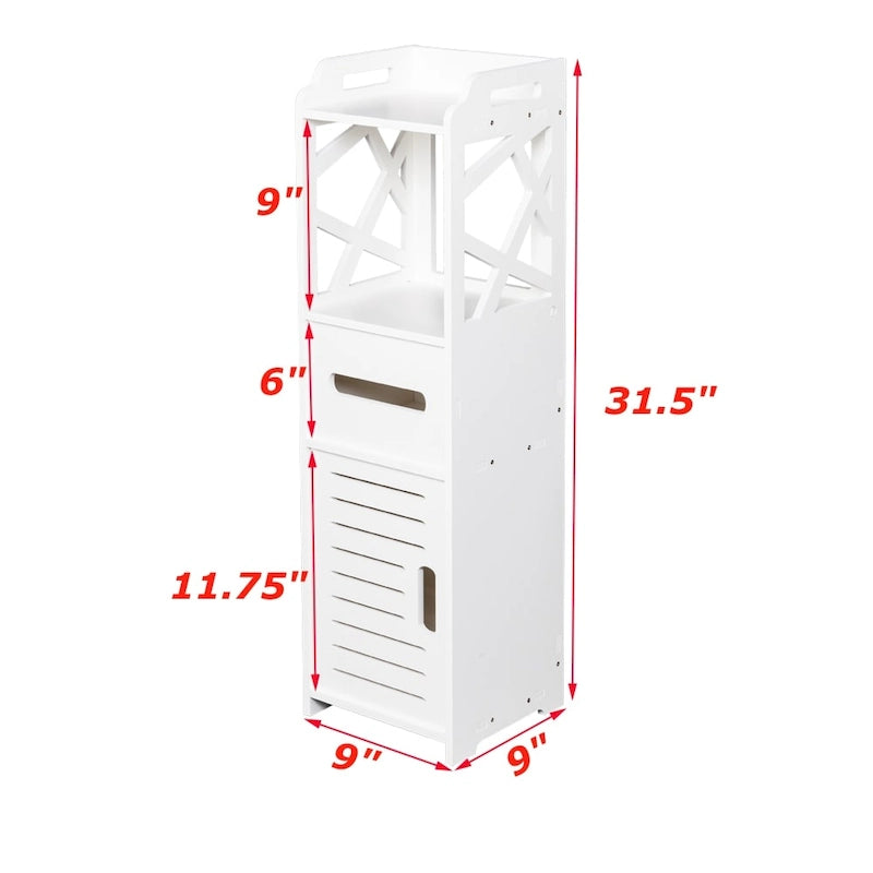Organizador de almacenamiento lateral de pie, mueble de baño de 3 niveles