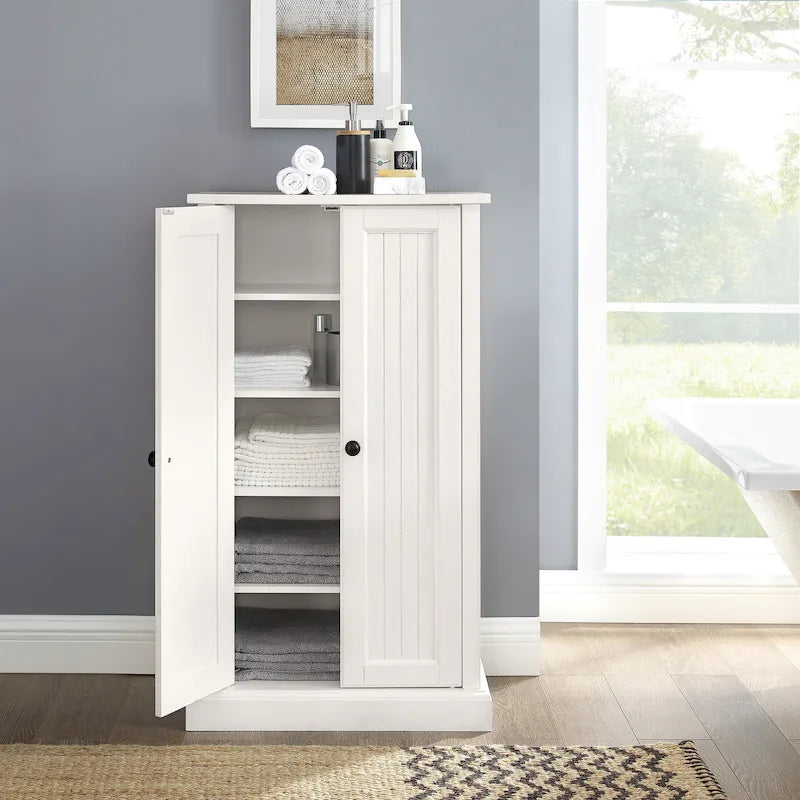 Gabinete decorativo blanco desgastado "Seaside" con paneles machihembrados