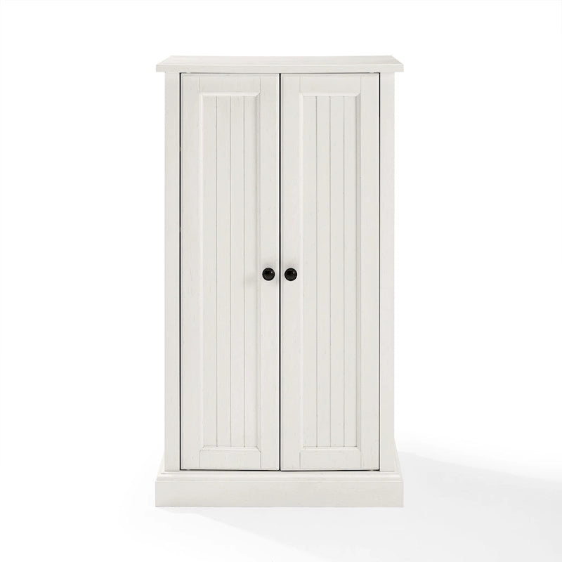 Gabinete decorativo blanco desgastado "Seaside" con paneles machihembrados