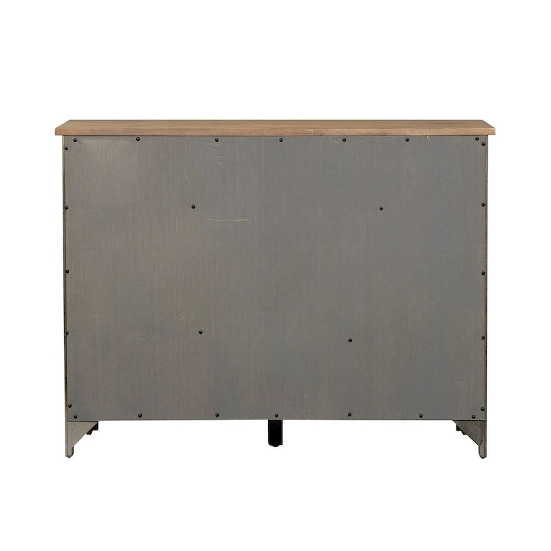 Aparador de comedor Farmhouse Gray y Sandstone con almacenamiento para vinos