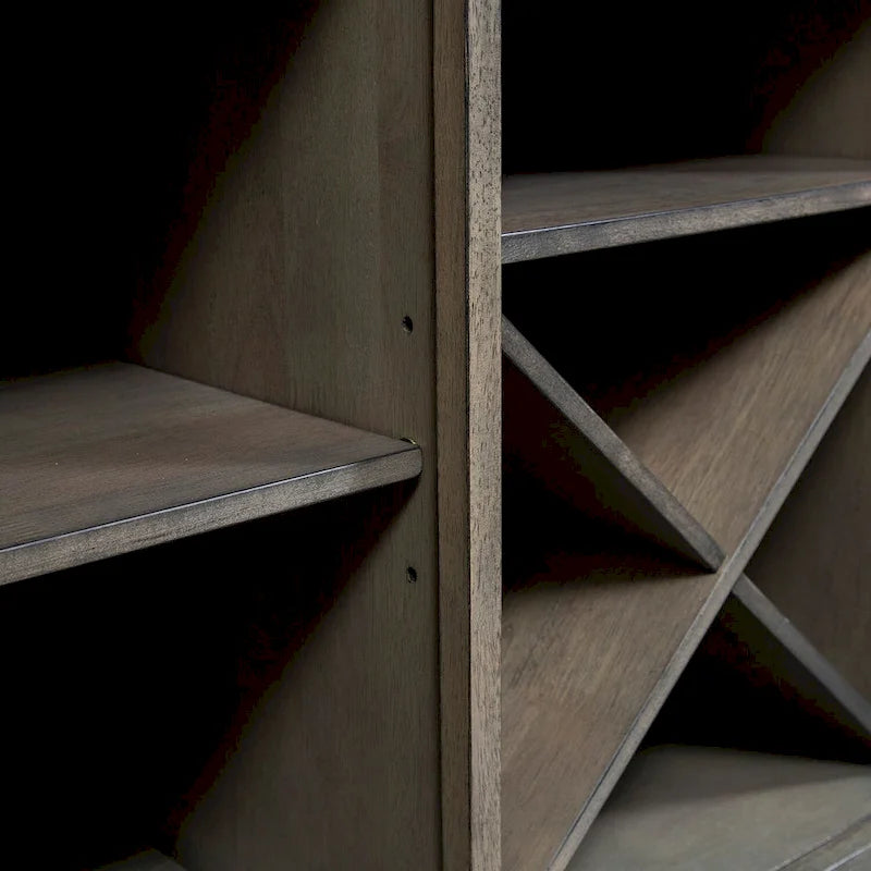 Aparador de comedor Farmhouse Gray y Sandstone con almacenamiento para vinos