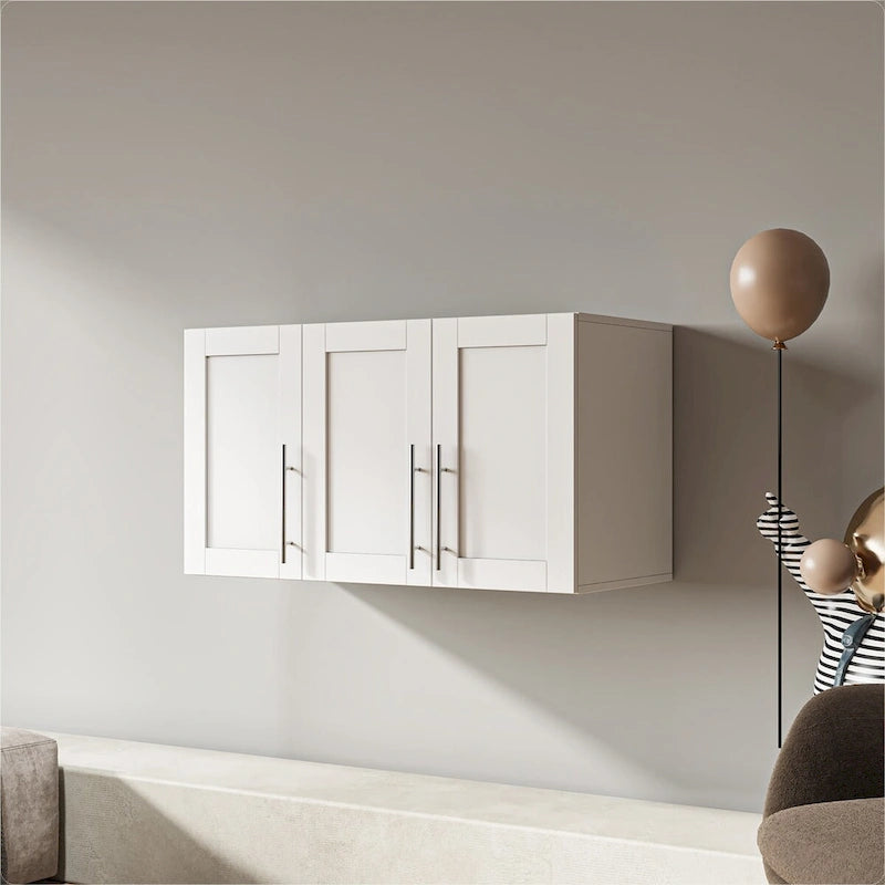 Armario apilable de madera para montar en la pared, blanco