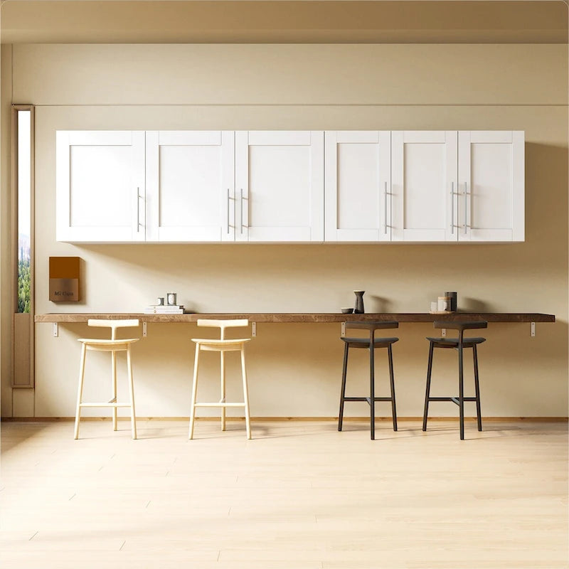 Armario apilable de madera para montar en la pared, blanco