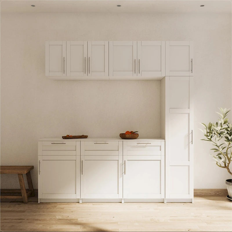 Armario apilable de madera para montar en la pared, blanco