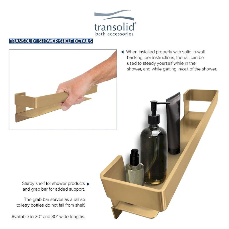 Barra de apoyo de 20 pulgadas para baño con estante de almacenamiento, 20x4x3 pulgadas