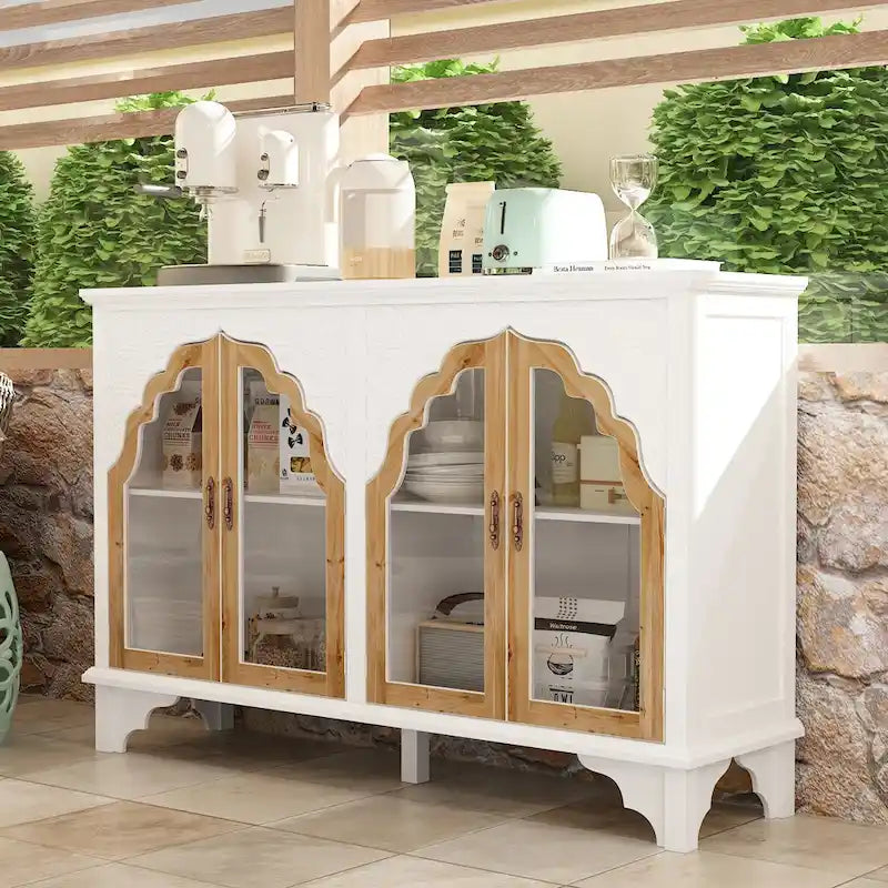 Mueble de almacenamiento de madera tallada para baño, aparador, vitrina de cristal acrílico