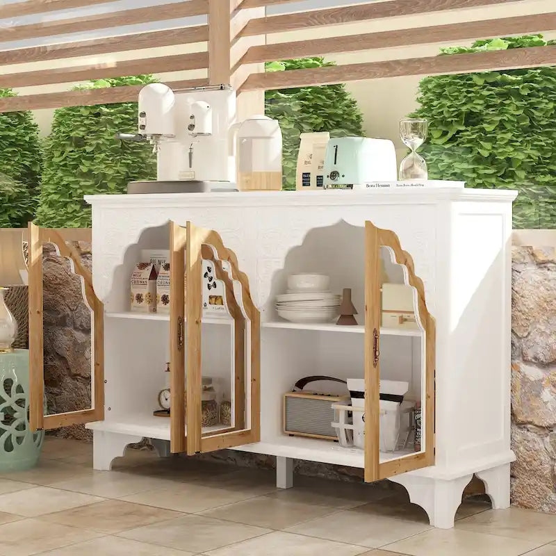 Mueble de almacenamiento de madera tallada para baño, aparador, vitrina de cristal acrílico