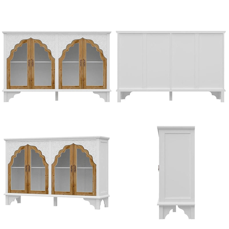 Mueble de almacenamiento de madera tallada para baño, aparador, vitrina de cristal acrílico