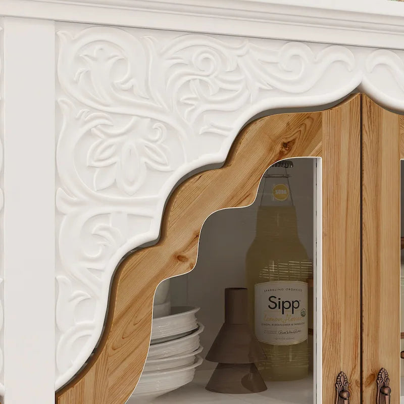 Mueble de almacenamiento de madera tallada para baño, aparador, vitrina de cristal acrílico