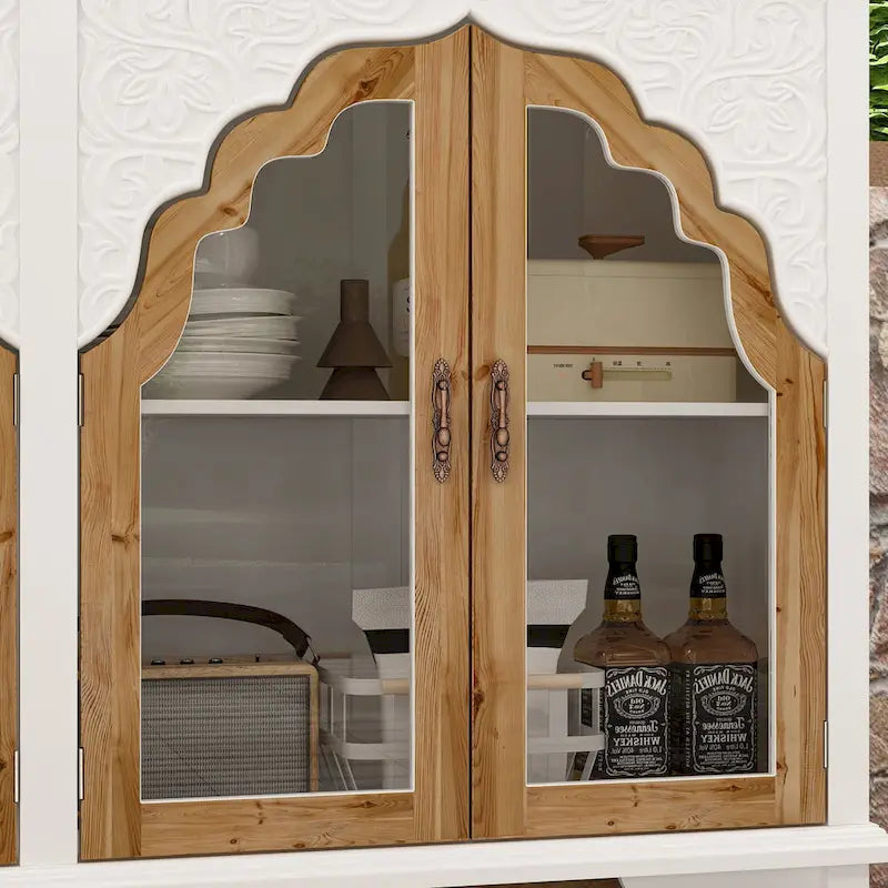 Mueble de almacenamiento de madera tallada para baño, aparador, vitrina de cristal acrílico