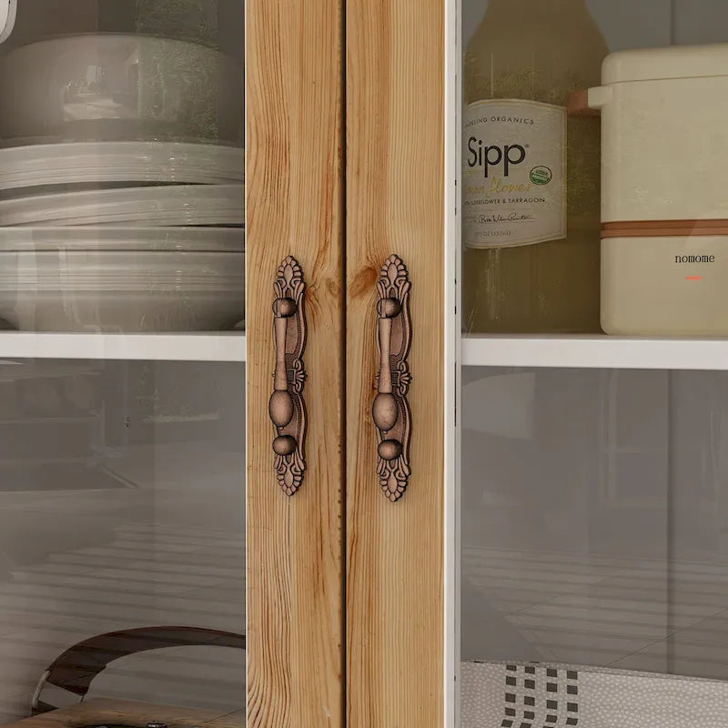 Mueble de almacenamiento de madera tallada para baño, aparador, vitrina de cristal acrílico