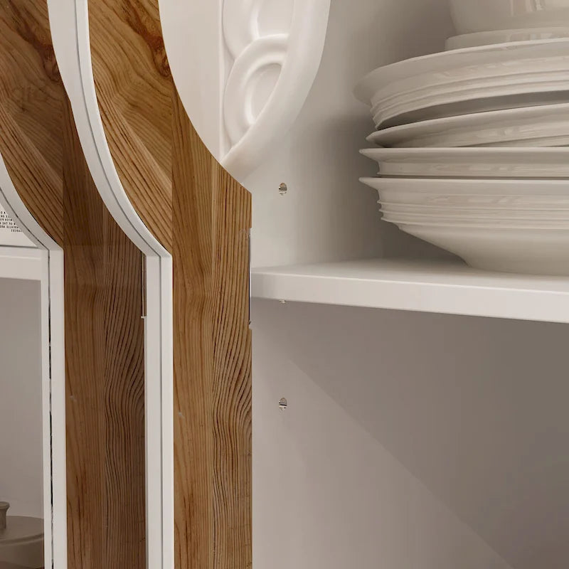 Mueble de almacenamiento de madera tallada para baño, aparador, vitrina de cristal acrílico