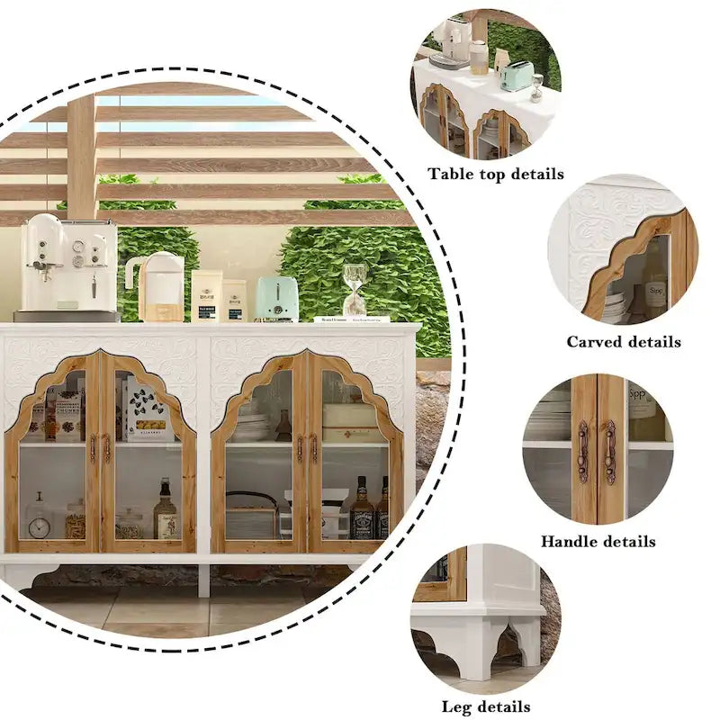 Mueble de almacenamiento de madera tallada para baño, aparador, vitrina de cristal acrílico