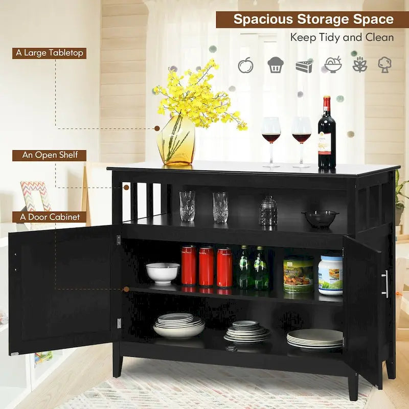 Mueble de cocina de madera moderno - Negro - 44.9 x 20.1 x 35.8 (Largo x Ancho x Alto)