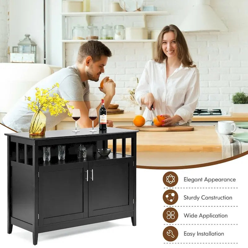 Mueble de cocina de madera moderno - Negro - 44.9 x 20.1 x 35.8 (Largo x Ancho x Alto)